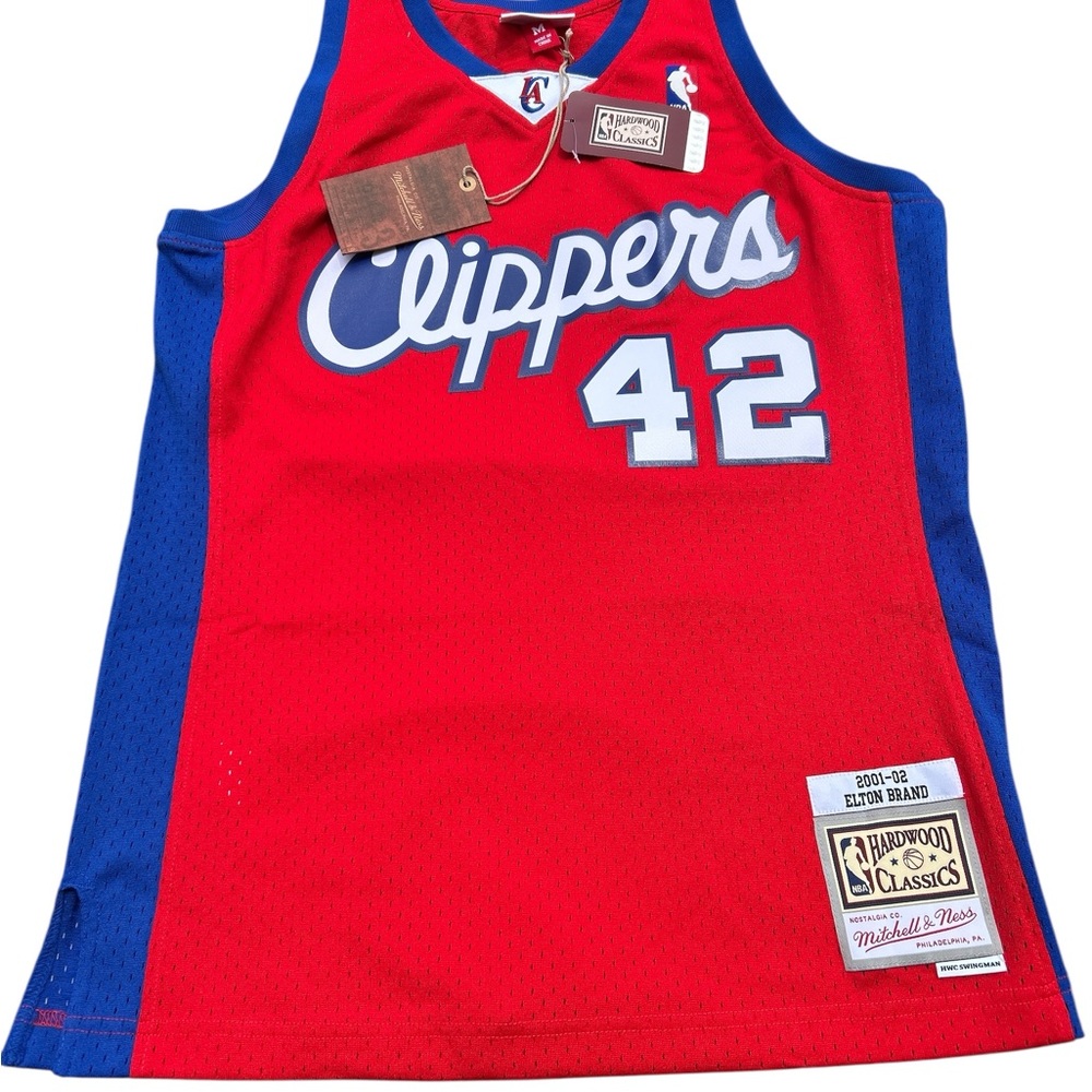 Mitchell & Ness Kids Clippers Red & Blue #42 Jersey
